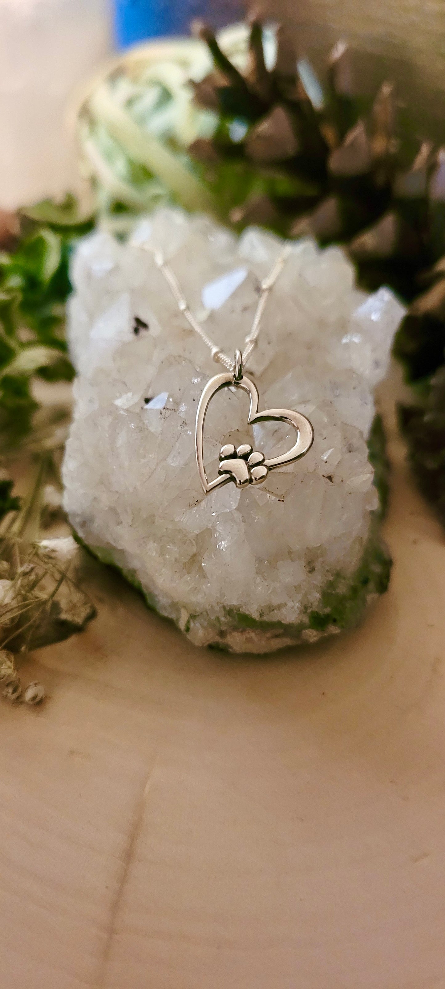 Paw Print Heart cutout Necklace
