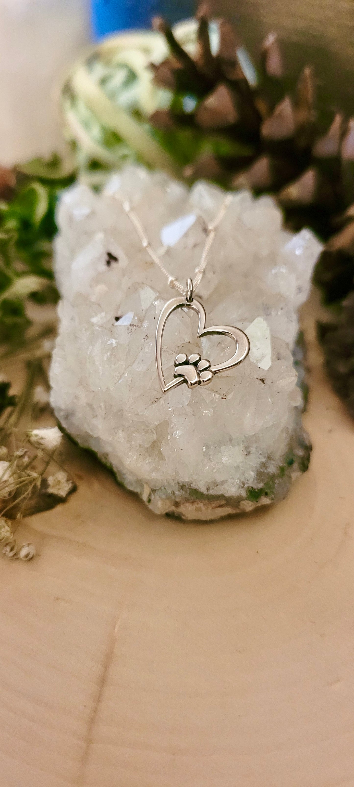 Paw Print Heart cutout Necklace