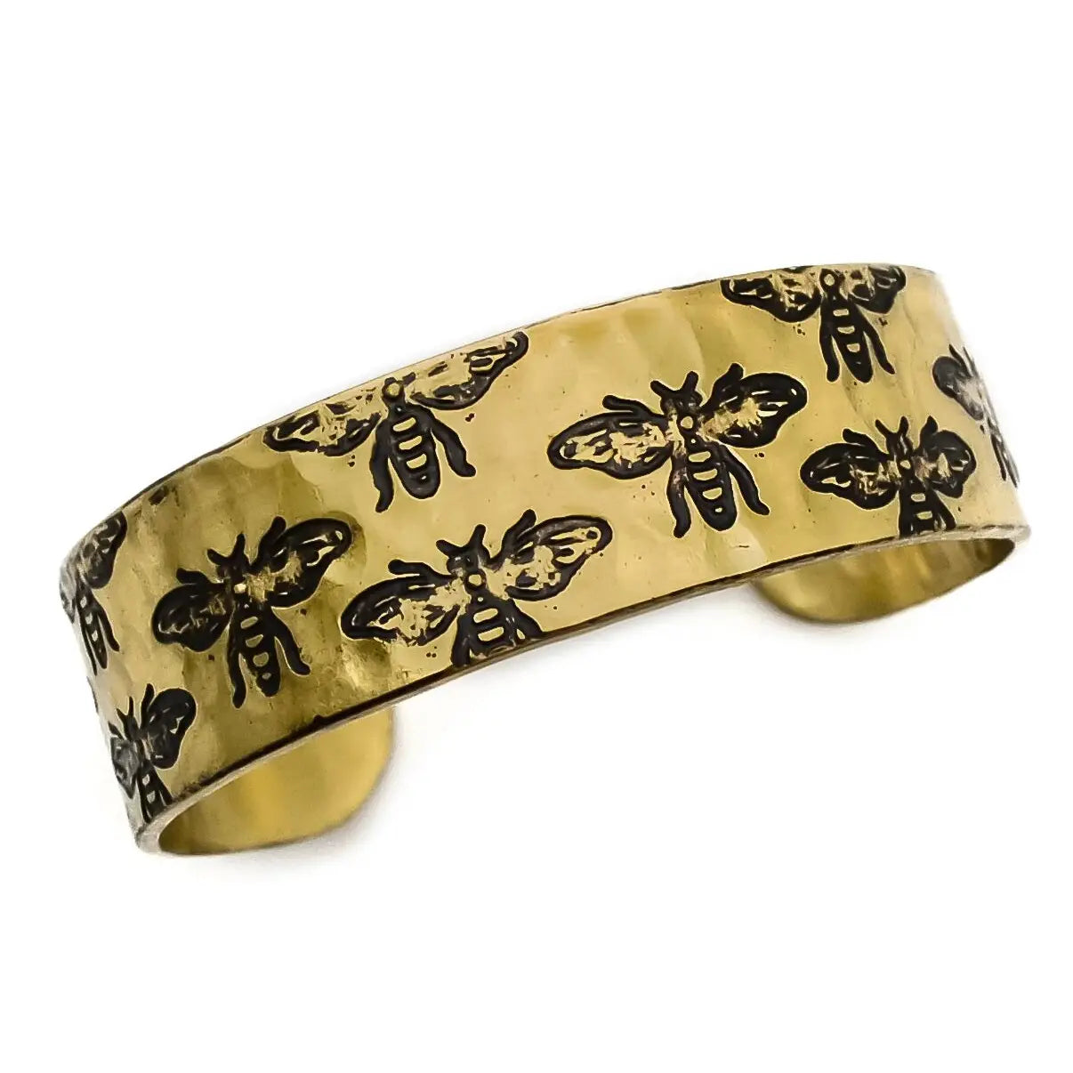 Bees Brass Engraved Cuff Bracelet