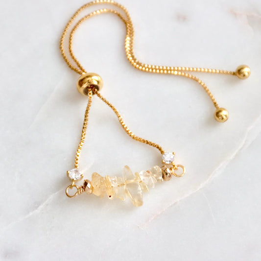 Citrine Chip Adjustable Bracelet