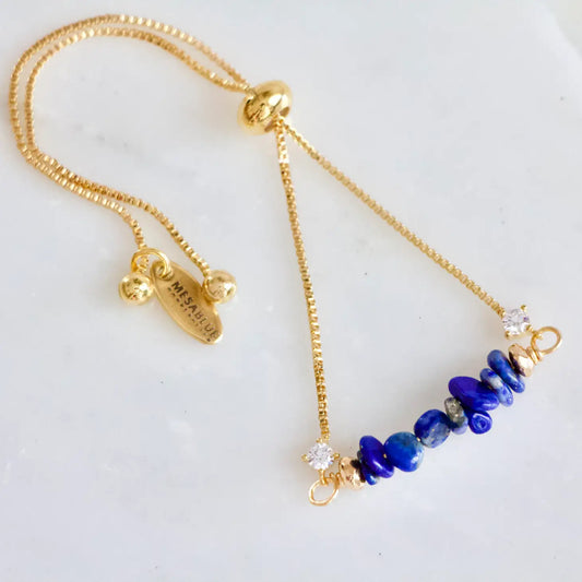 Lapis Lazuli Chip Adjustable Bracelet