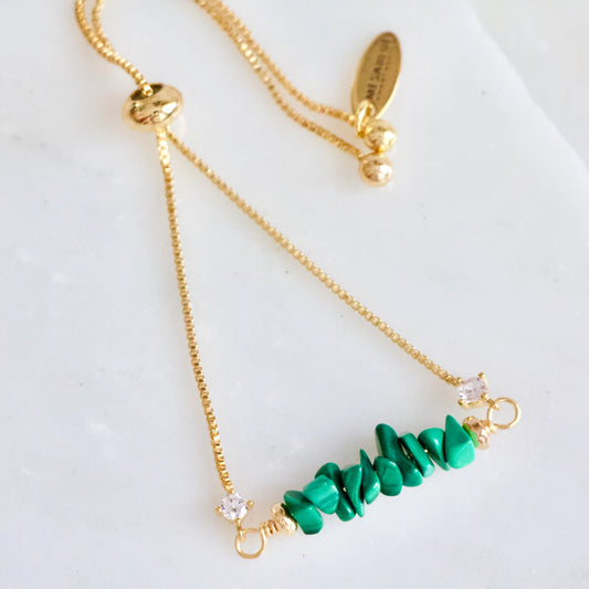 Malachite Chip Adjustable Bracelet