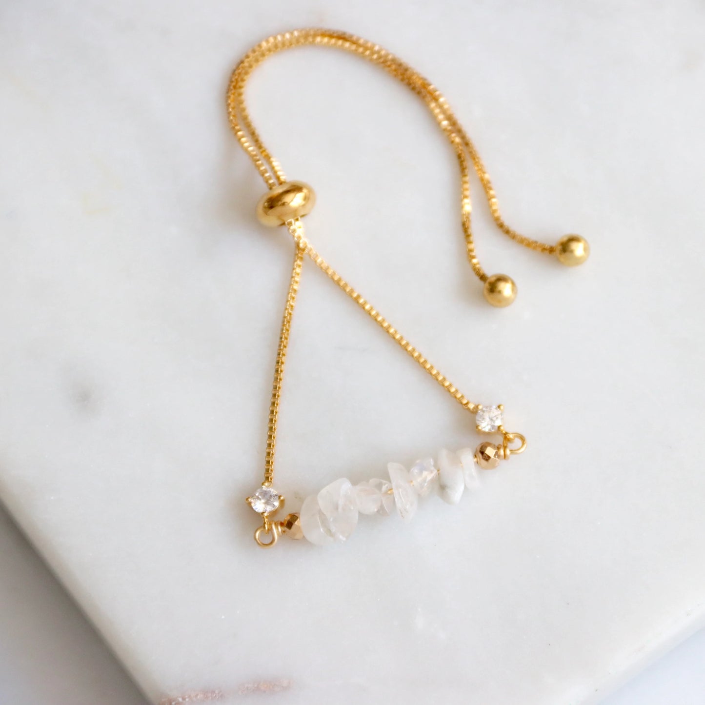 Moonstone Chip Adjustable Bracelet