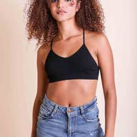 Tattoo Mesh Racerback Bralette - Black