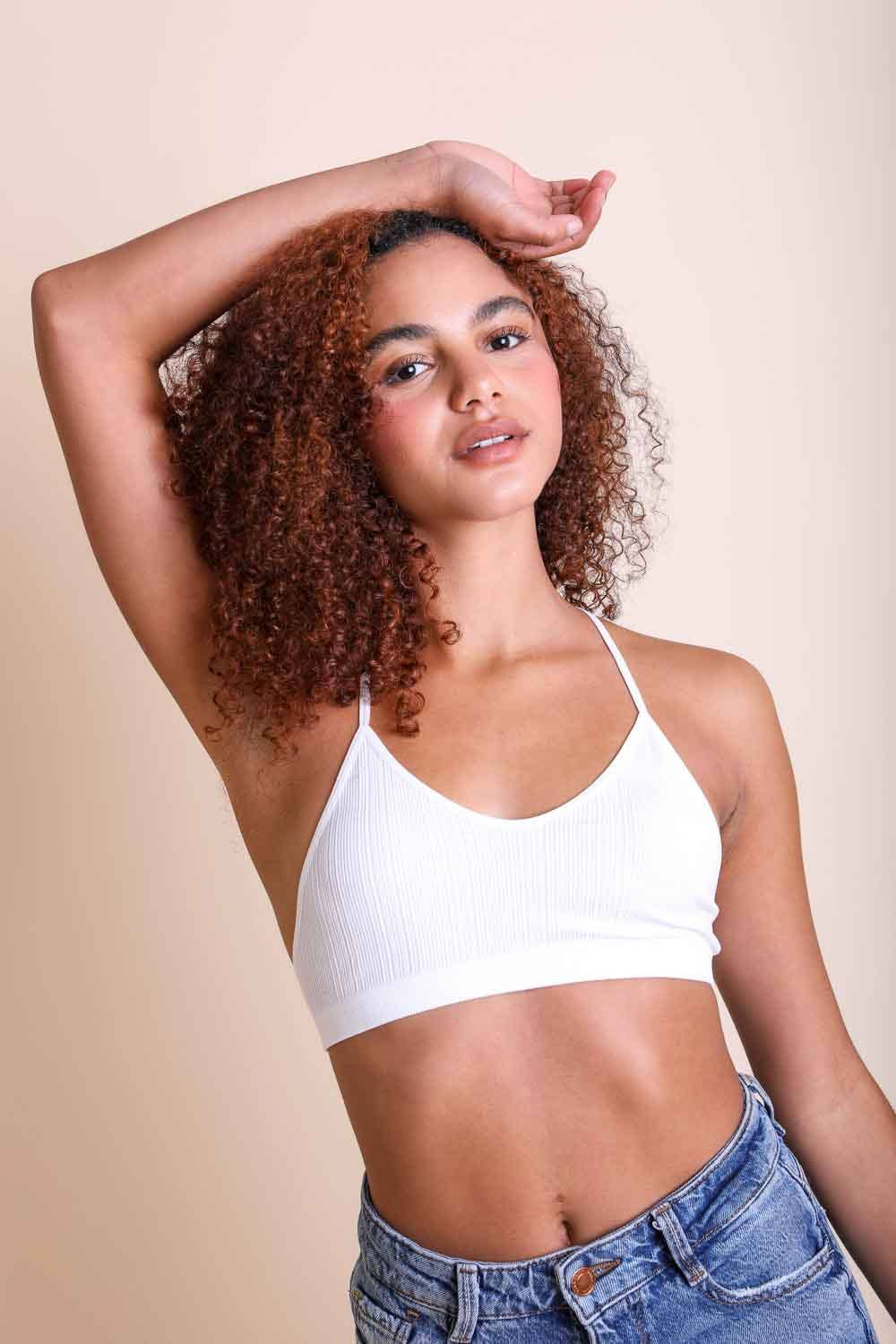 Tattoo Mesh Racerback Bralette - White