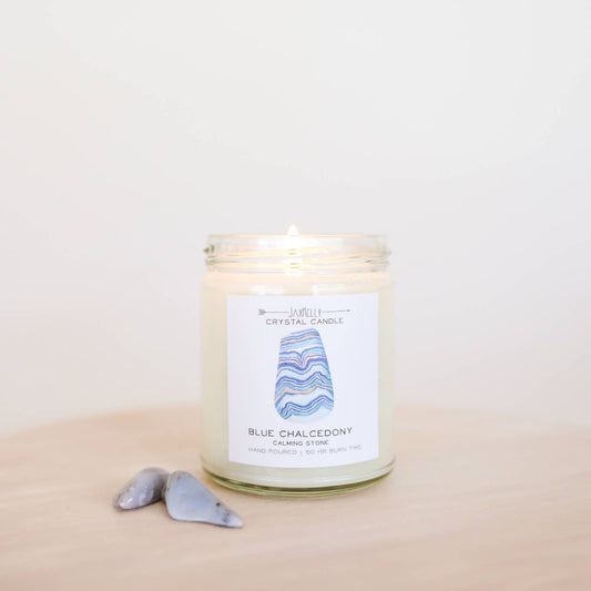 Blue Chalcedony Hidden Crystal Candle