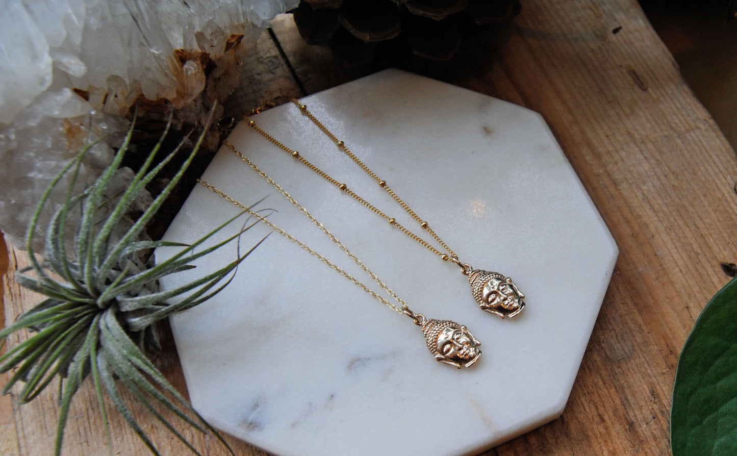 Gold Buddha Head Necklace