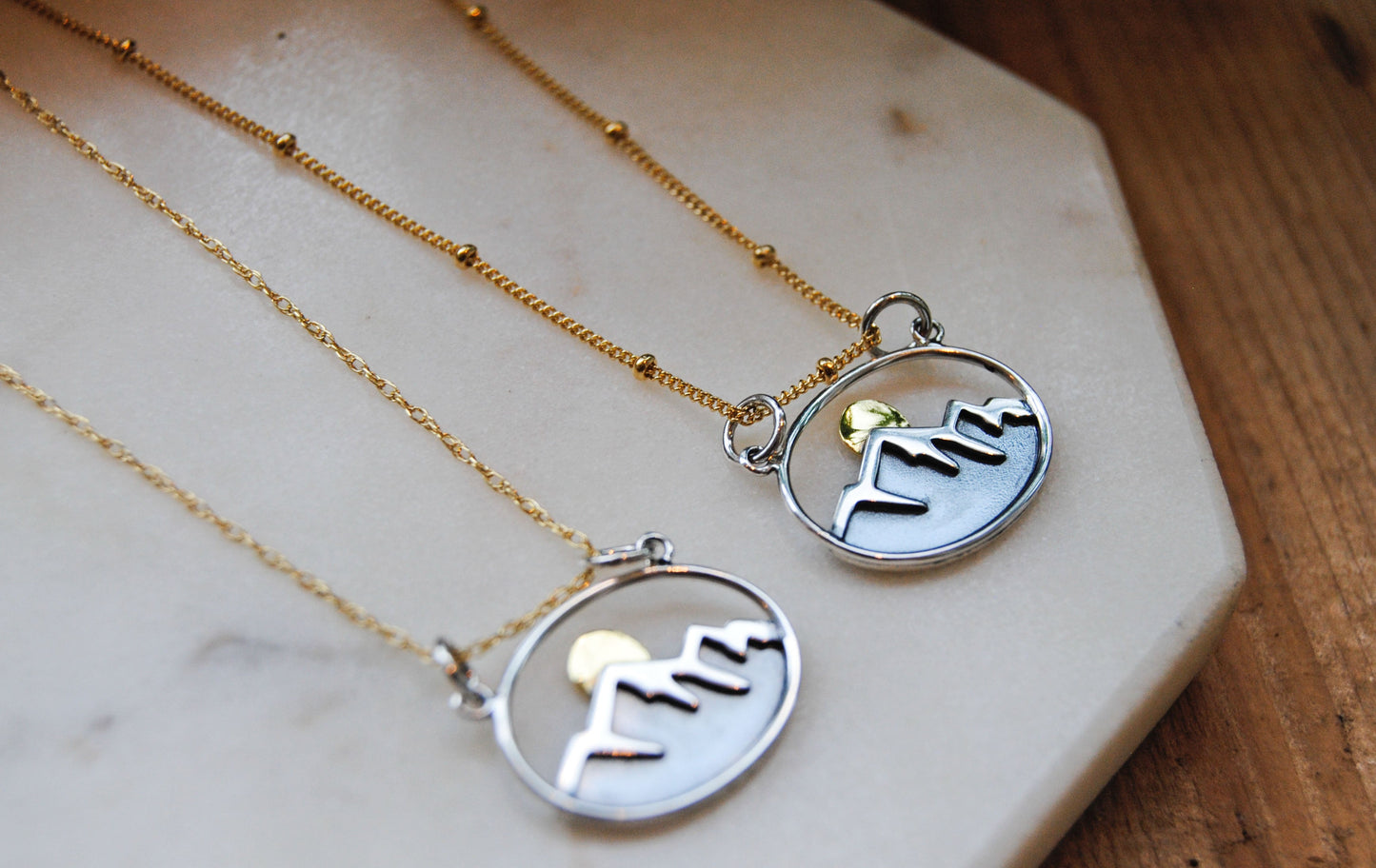 Gold & Silver Mountain line w/ moon