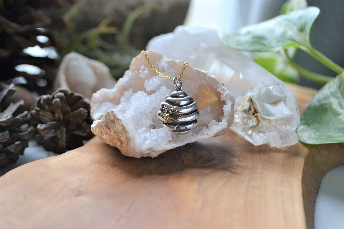 Bee hive and bee necklace