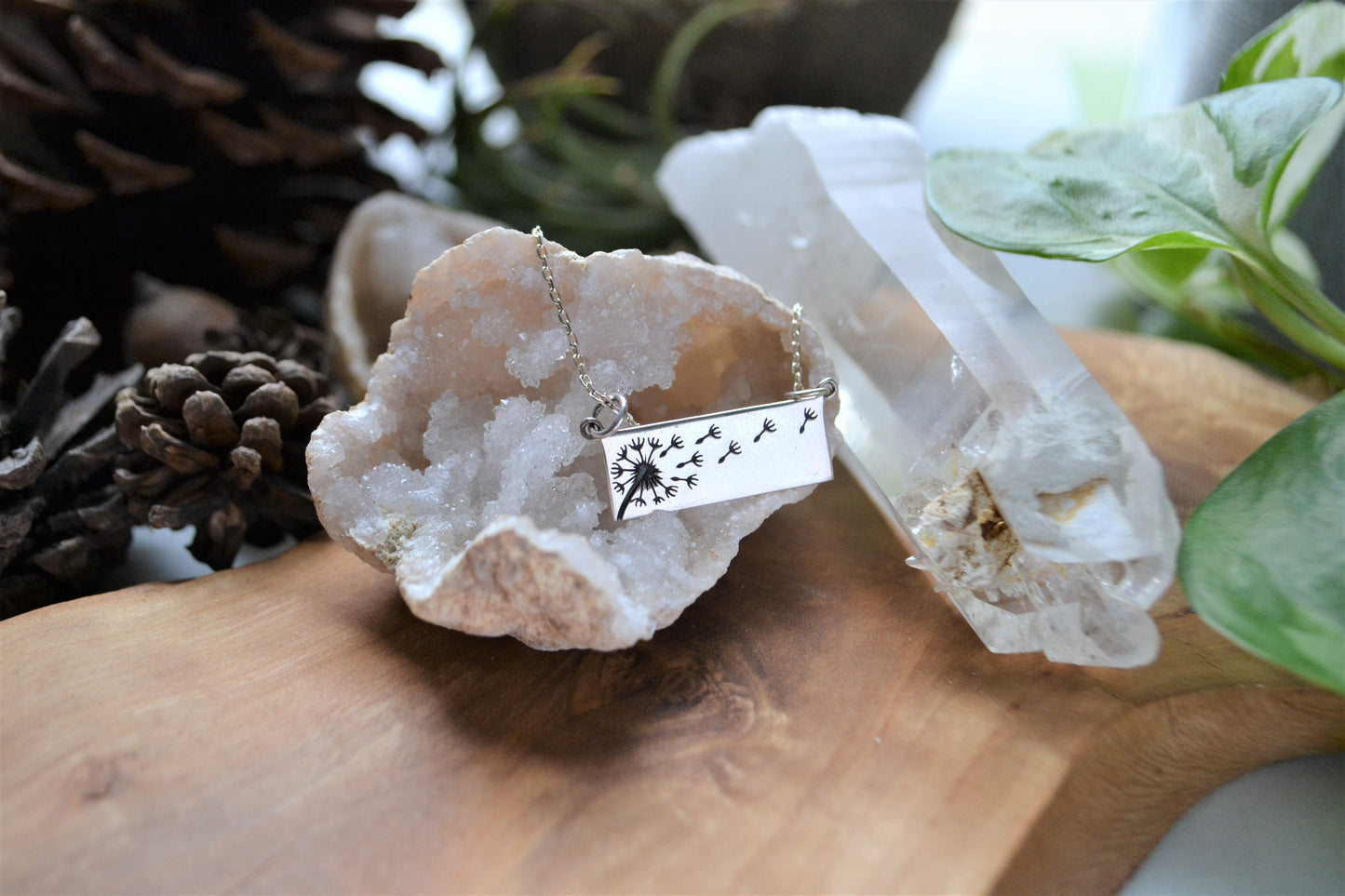 Dandelion puff necklace