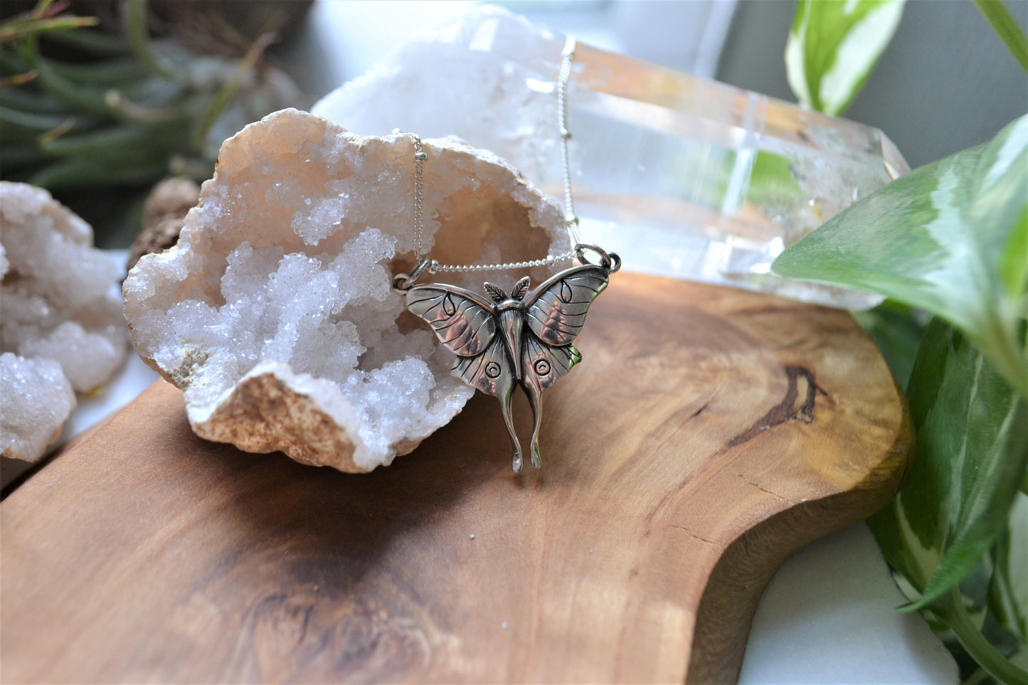 Luna moth necklace
