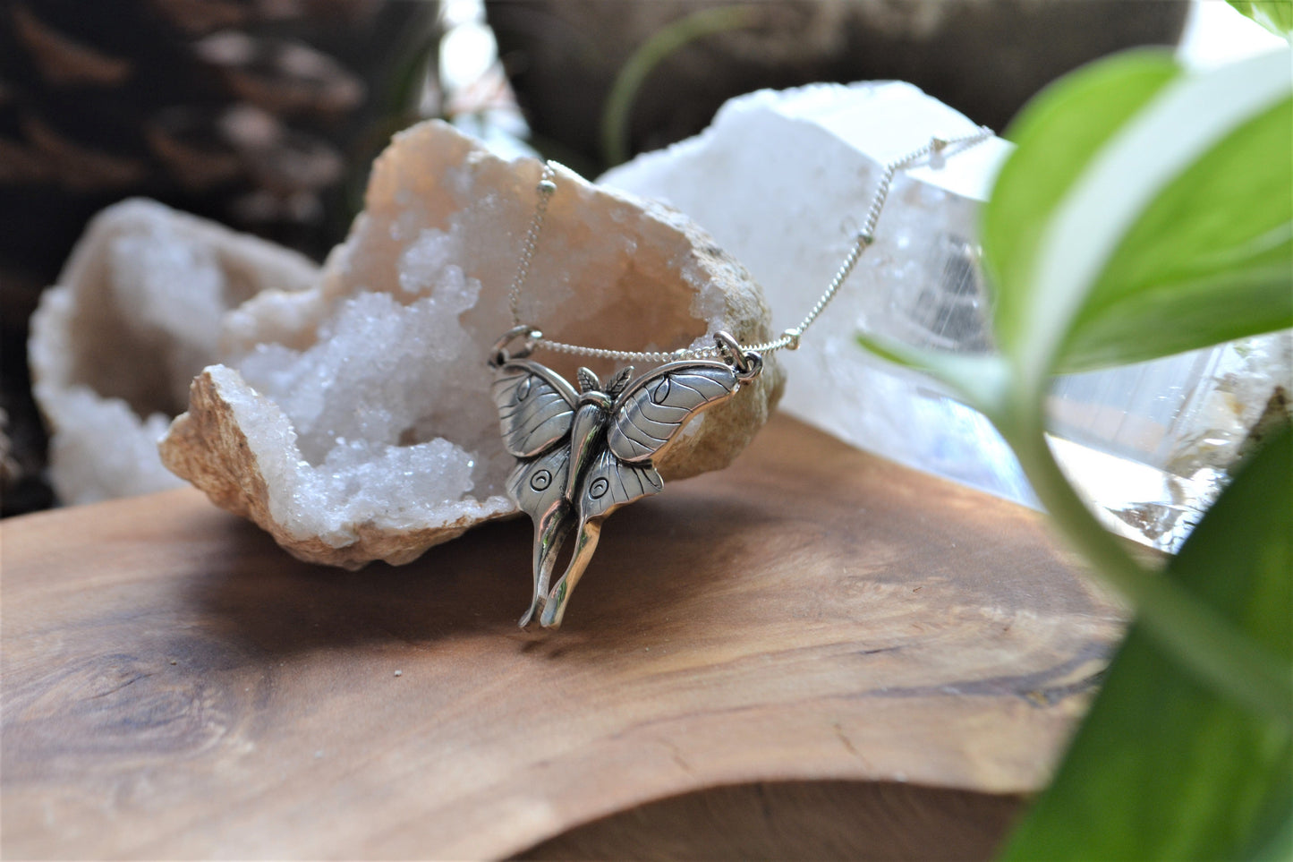 Luna moth necklace