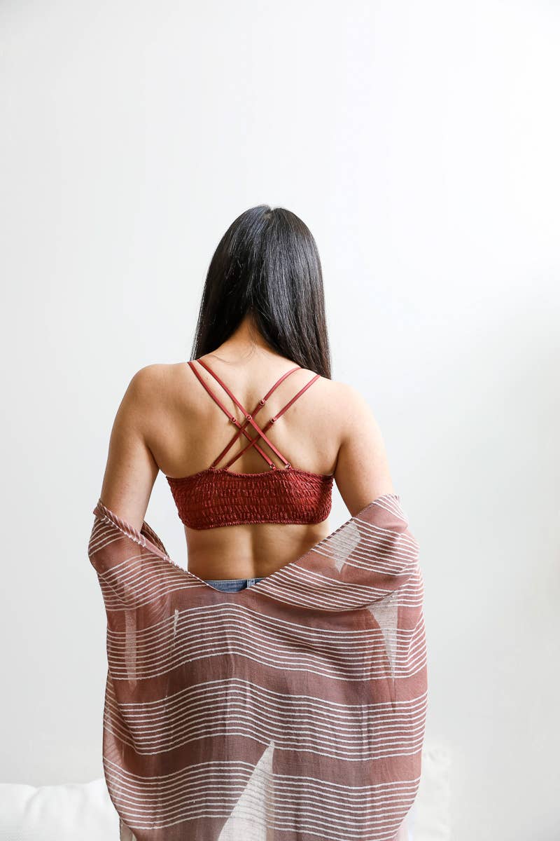 Crochet Daisy Longline Bralette - Marsala