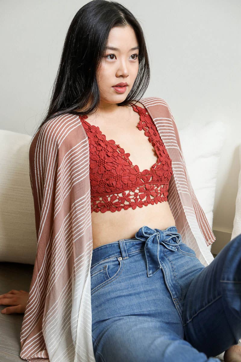 Crochet Daisy Longline Bralette - Marsala