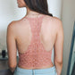 Daisy Lace Longline Bralette - Rose