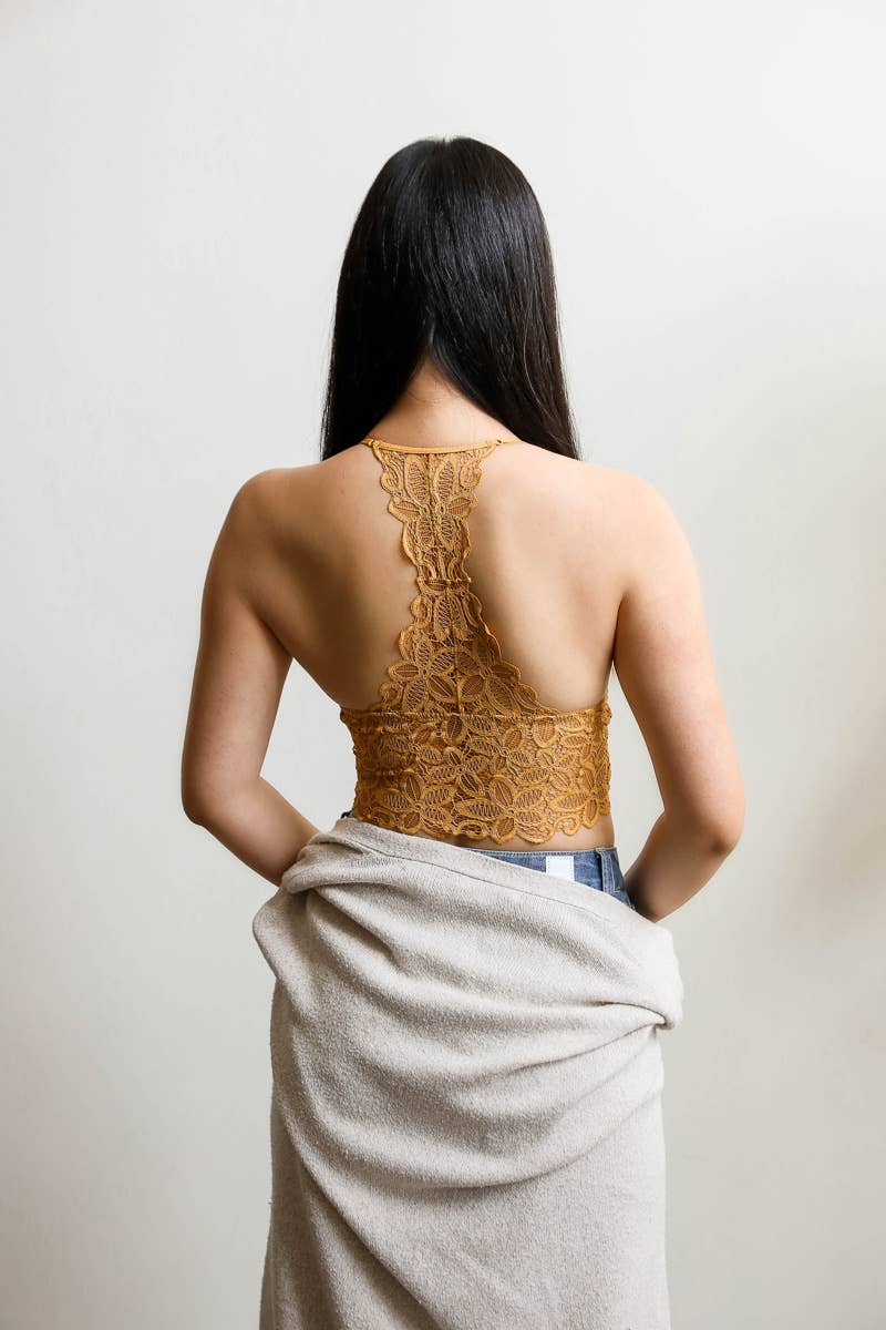 Daisy Lace Longline Bralette Padded - Buttercup