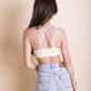Floral Cutout Seamless Crop Top - Ivory