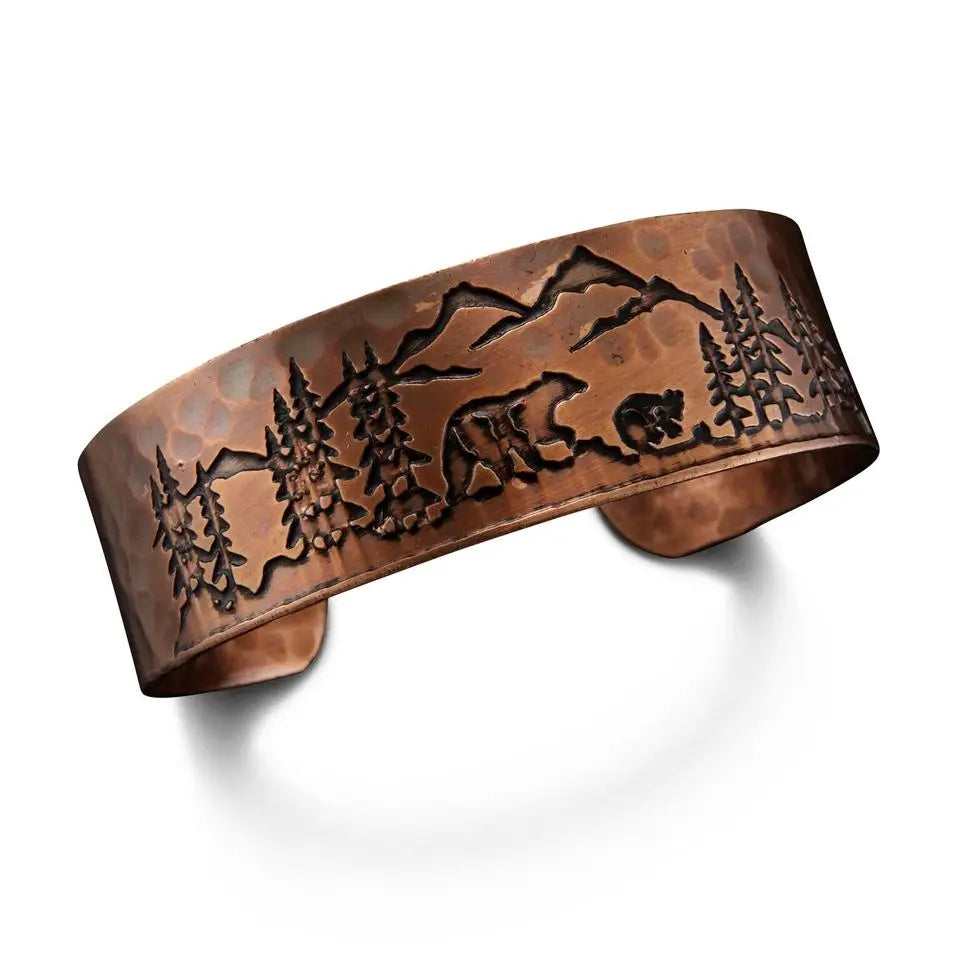 Mountains Copper Engraved Cuff Bracelet