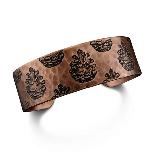 Pinecones Copper Engraved Cuff Bracelet