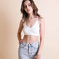 Racerback Patch Seamless Bralette - White
