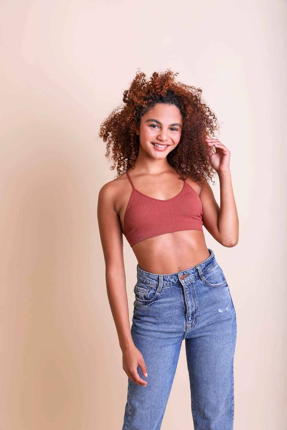 Tattoo Mesh Racerback Bralette - Rust