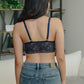 Strappy Velvet and Lace Bralette - Blue