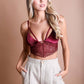 Strappy Velvet and Lace Bralette - Wine