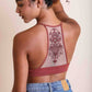 Tattoo Mesh Racerback Bralette - Rust