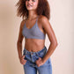 Tattoo Mesh Racerback Bralette - Gray