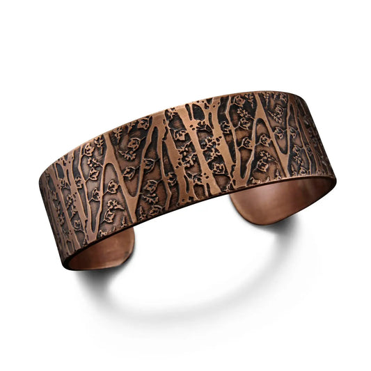 Tree Textures Copper Engraved Cuff Bracelet