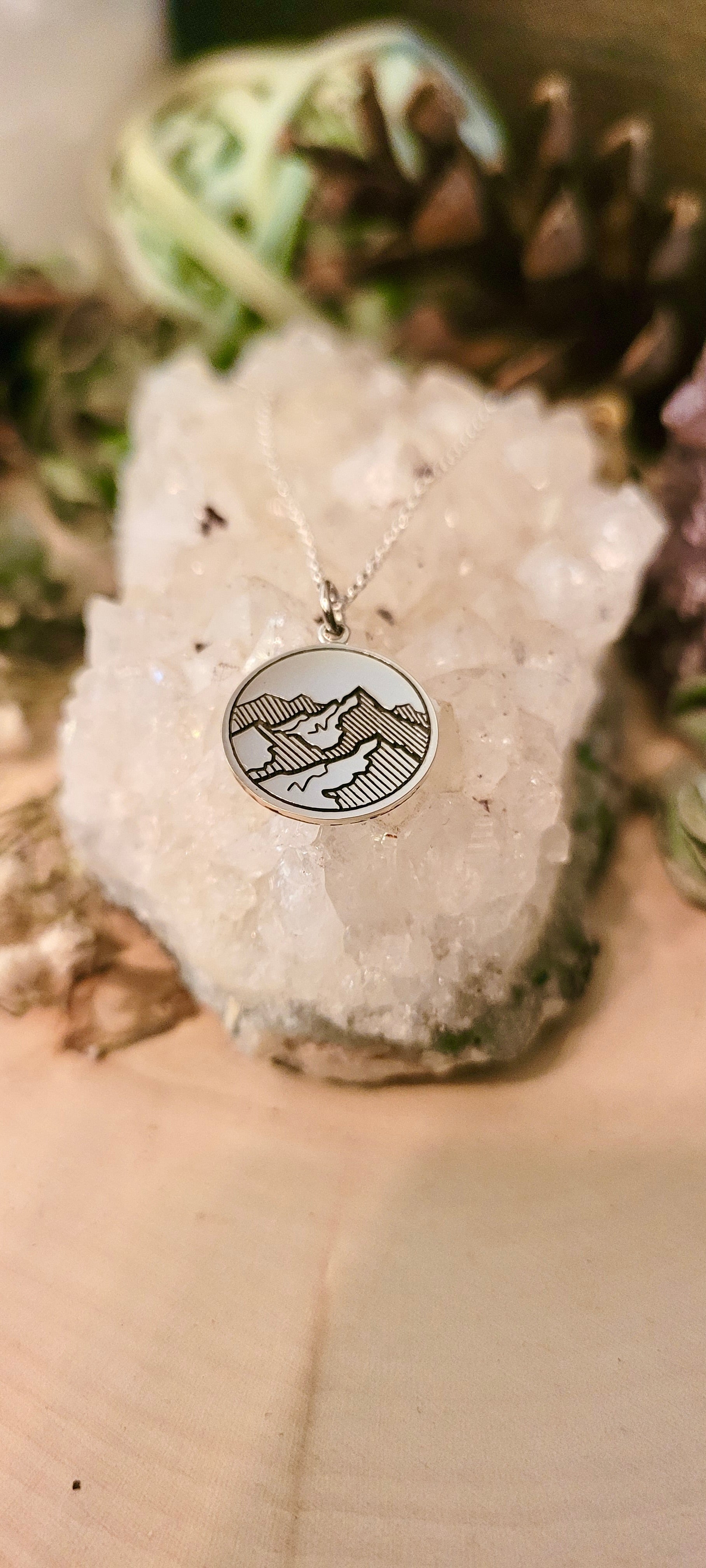 Etched Mountain scene