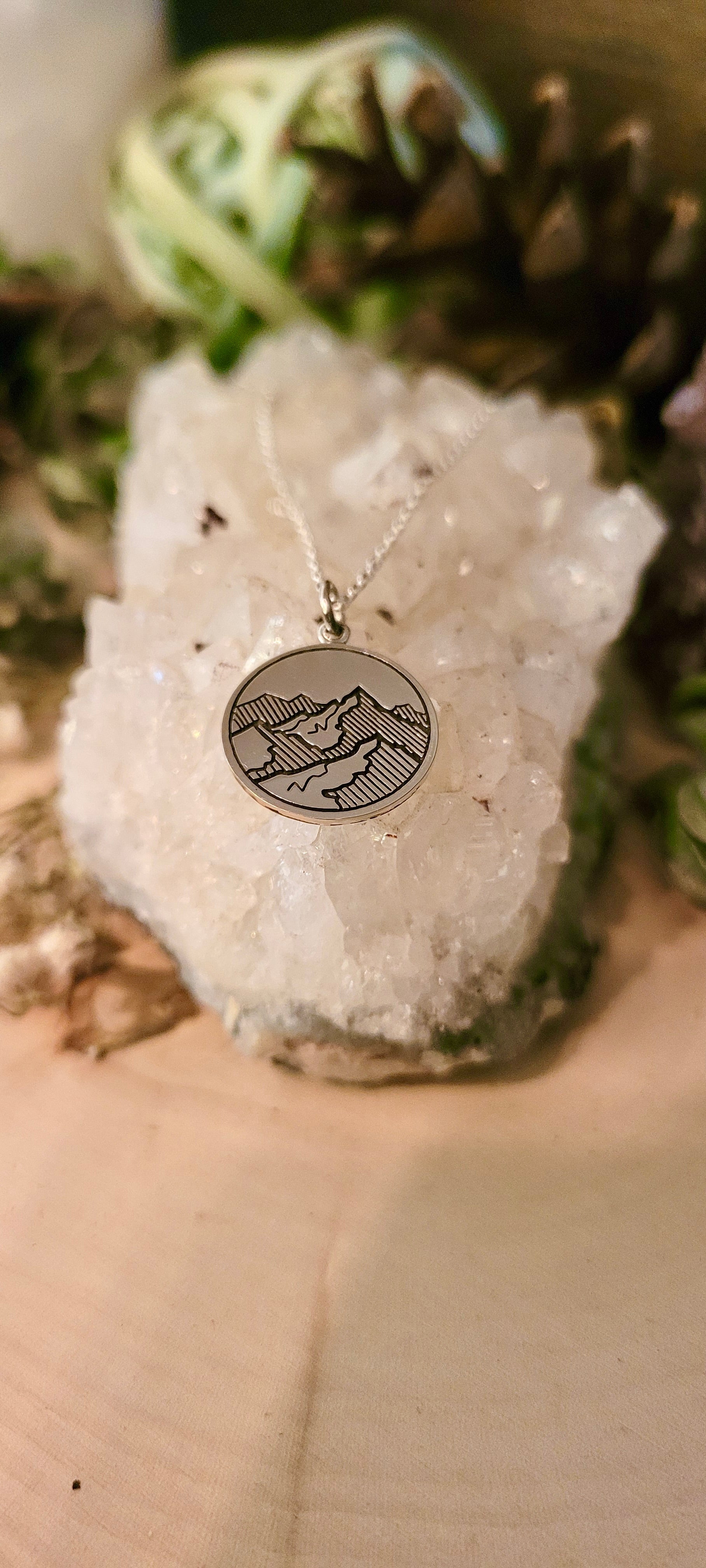 Etched Mountain scene