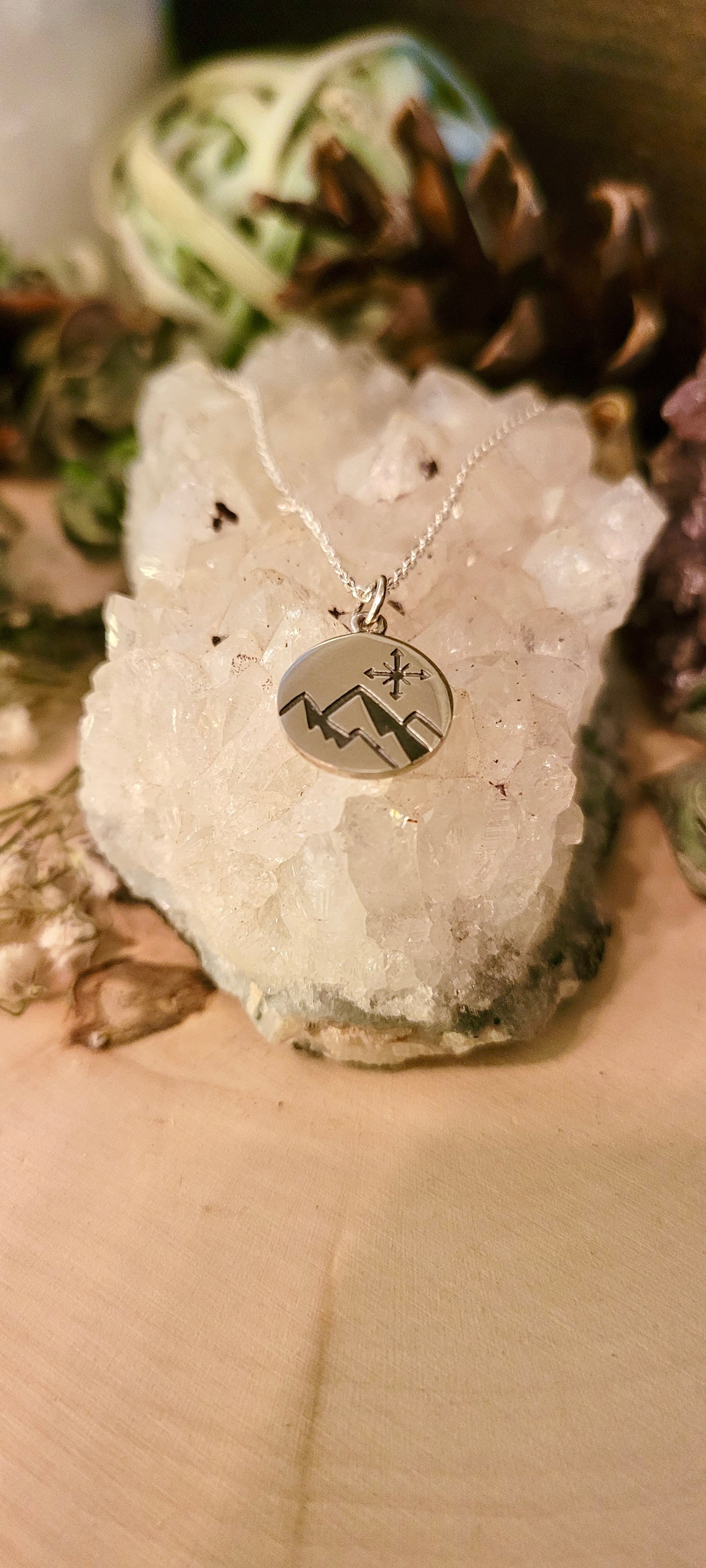 Etched Mountain and Compass