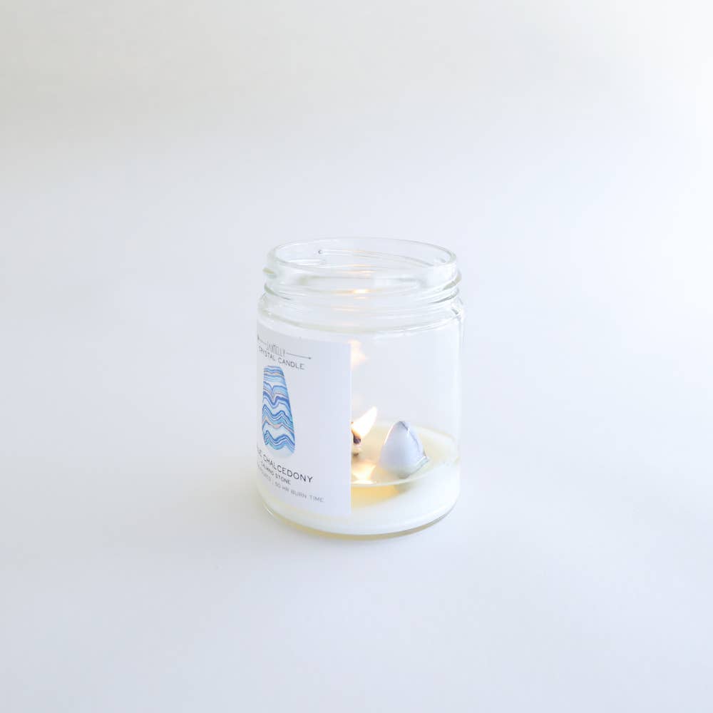 Blue Chalcedony Hidden Crystal Candle