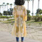 Contrast Mesh Kimono - Mustard