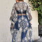 Contrast Mesh Kimono - Navy Blue