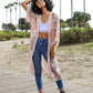 Contrast Mesh Kimono - Rose
