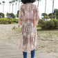 Contrast Mesh Kimono - Rose