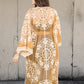 Contrast Mesh Kimono - - Rust