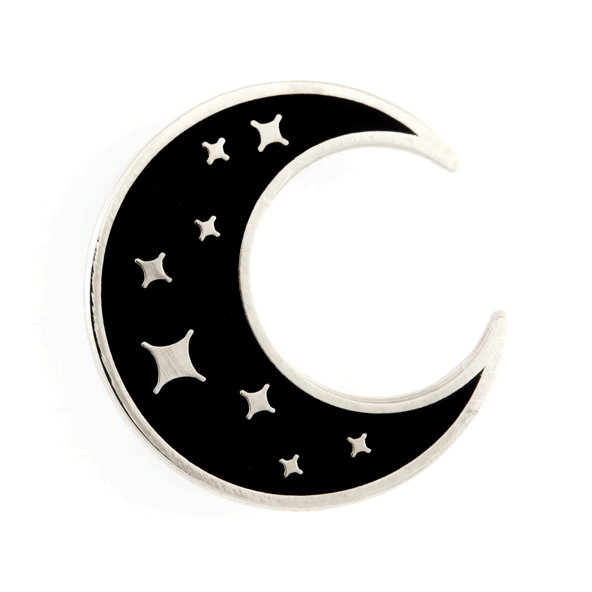 Crescent Moon and Stars Enamel Pin