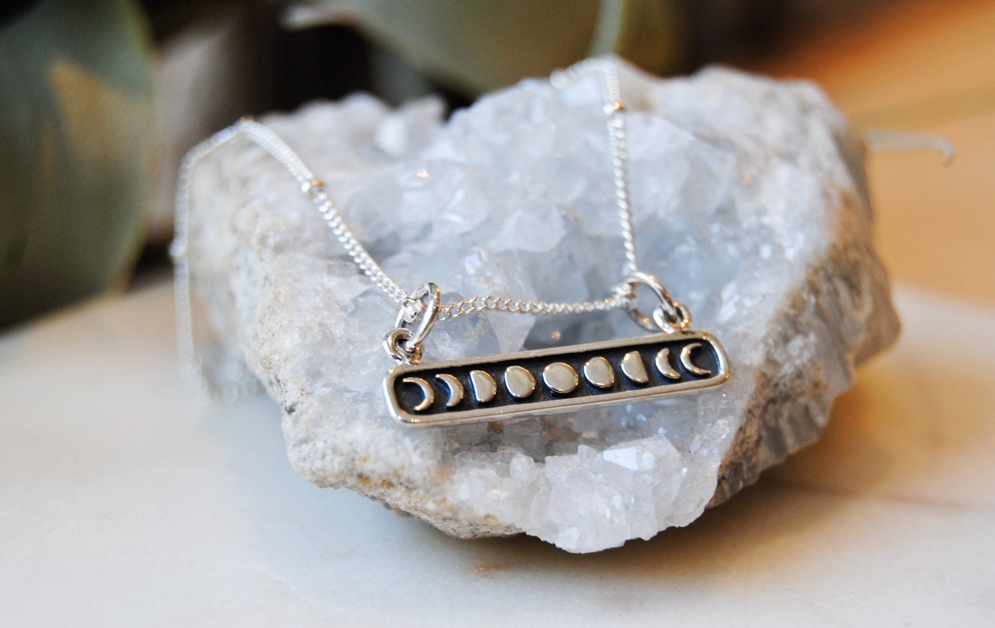 Moon phases bar Necklace