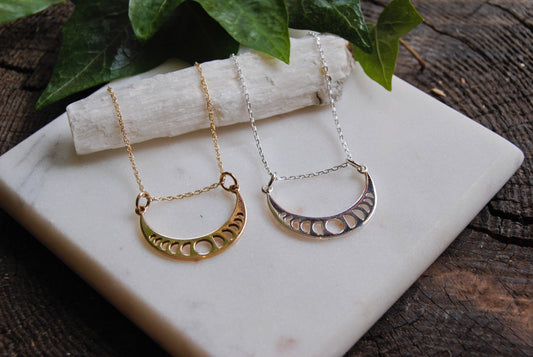 Moon phases crescent necklace