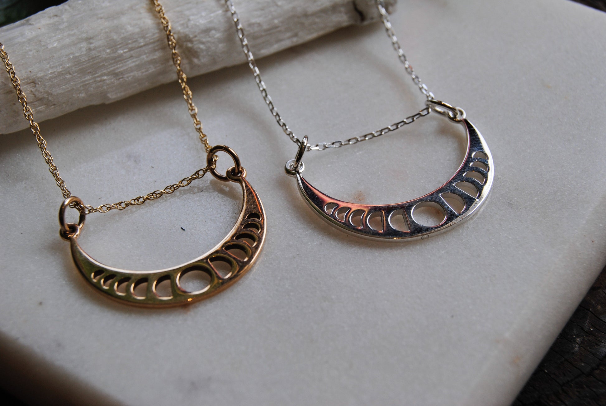 Moon phases crescent necklace