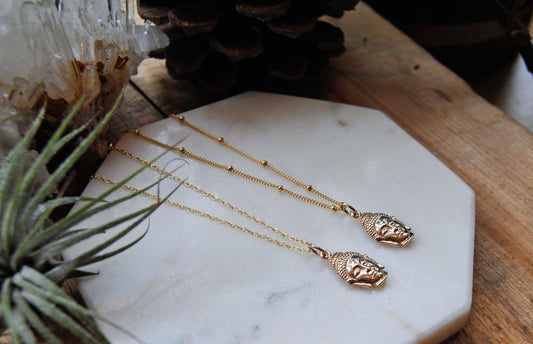 Gold Buddha Head Necklace