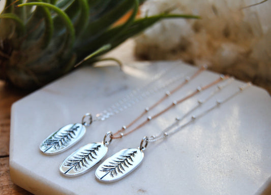 Etched Tall Pine Necklace