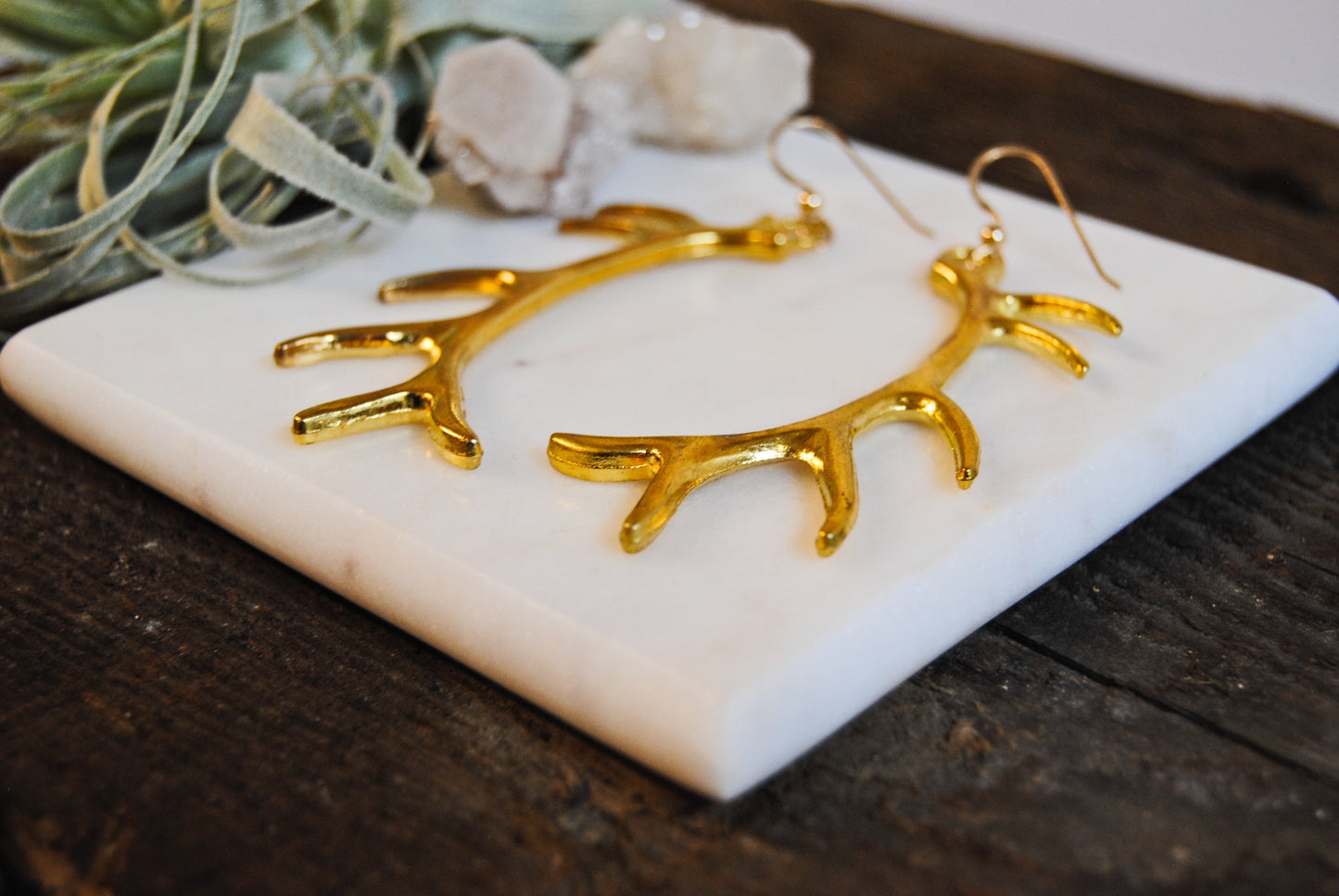 Long antler earrings [ Silver and gold options. ]