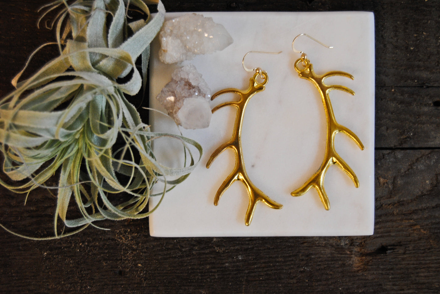 Long antler earrings [ Silver and gold options. ]