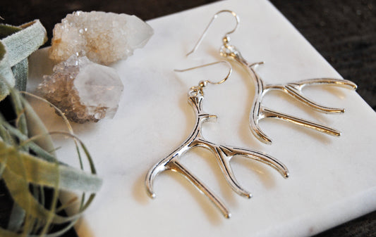 Antler earrings [ Silver and gold options. ]