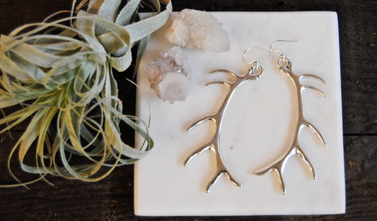 Long antler earrings [ Silver and gold options. ]