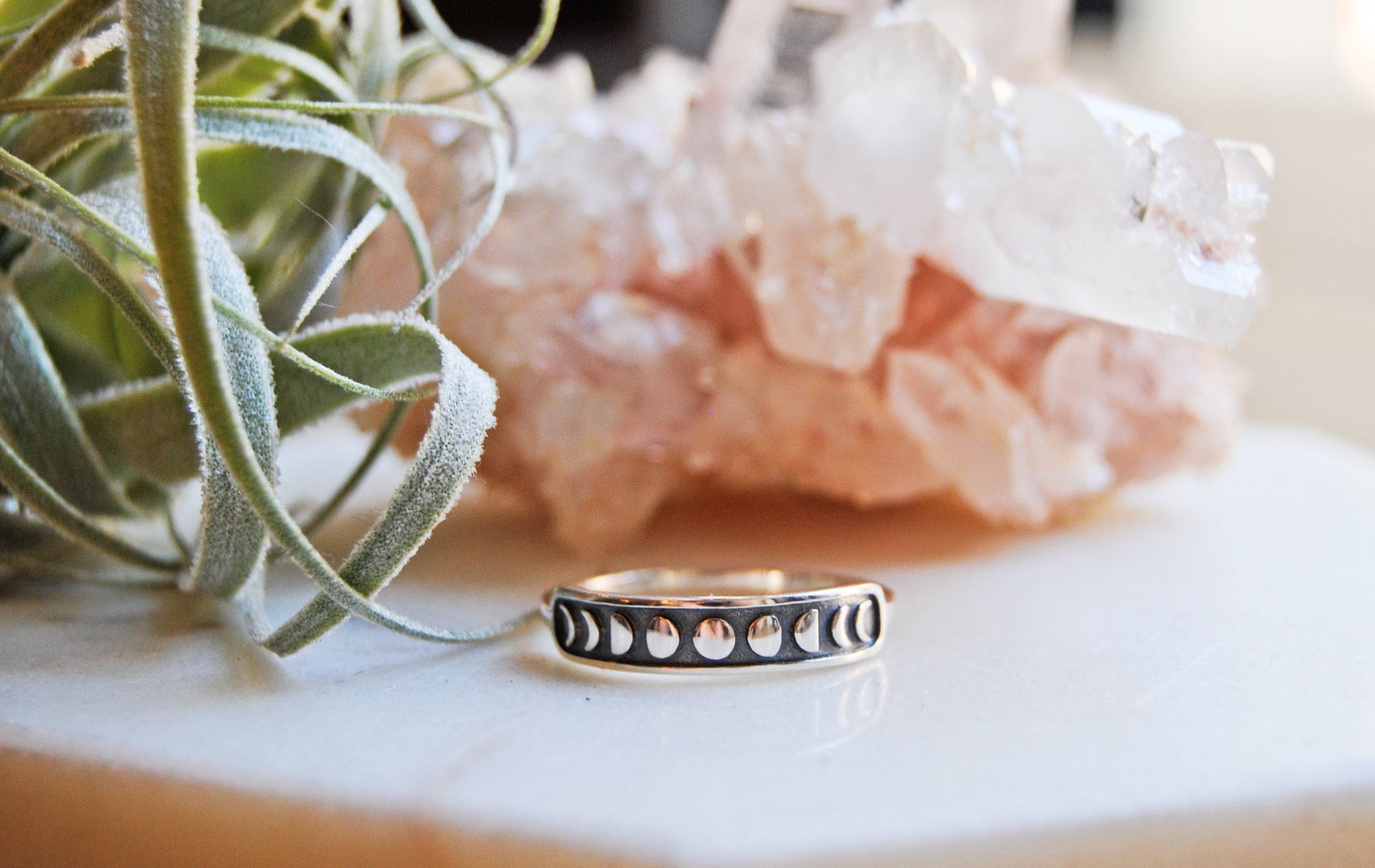 Sterling silver moon phases ring